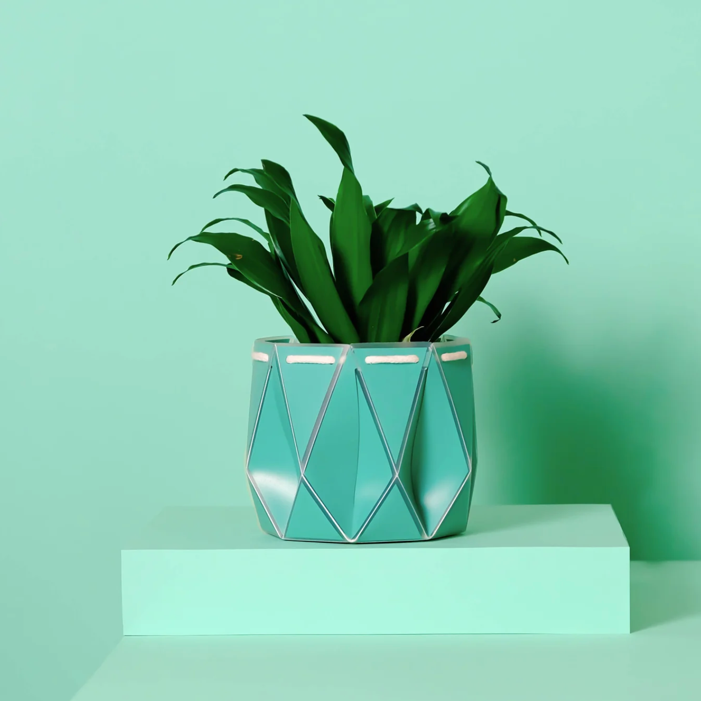 Mint Green Foldable Origami Plant Pot Cover