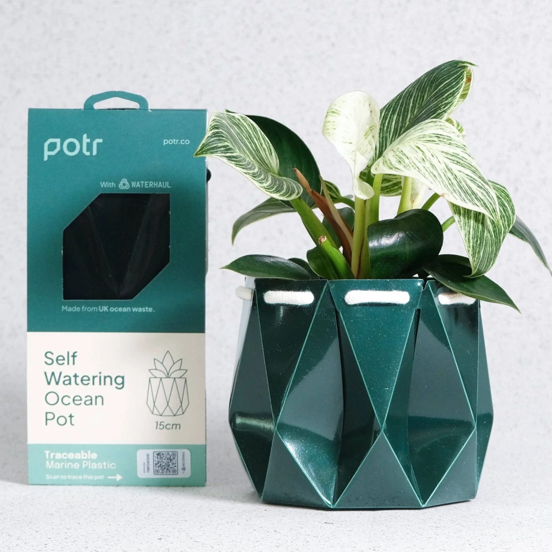 Dark Green Foldable Origami Plant Pot Cover