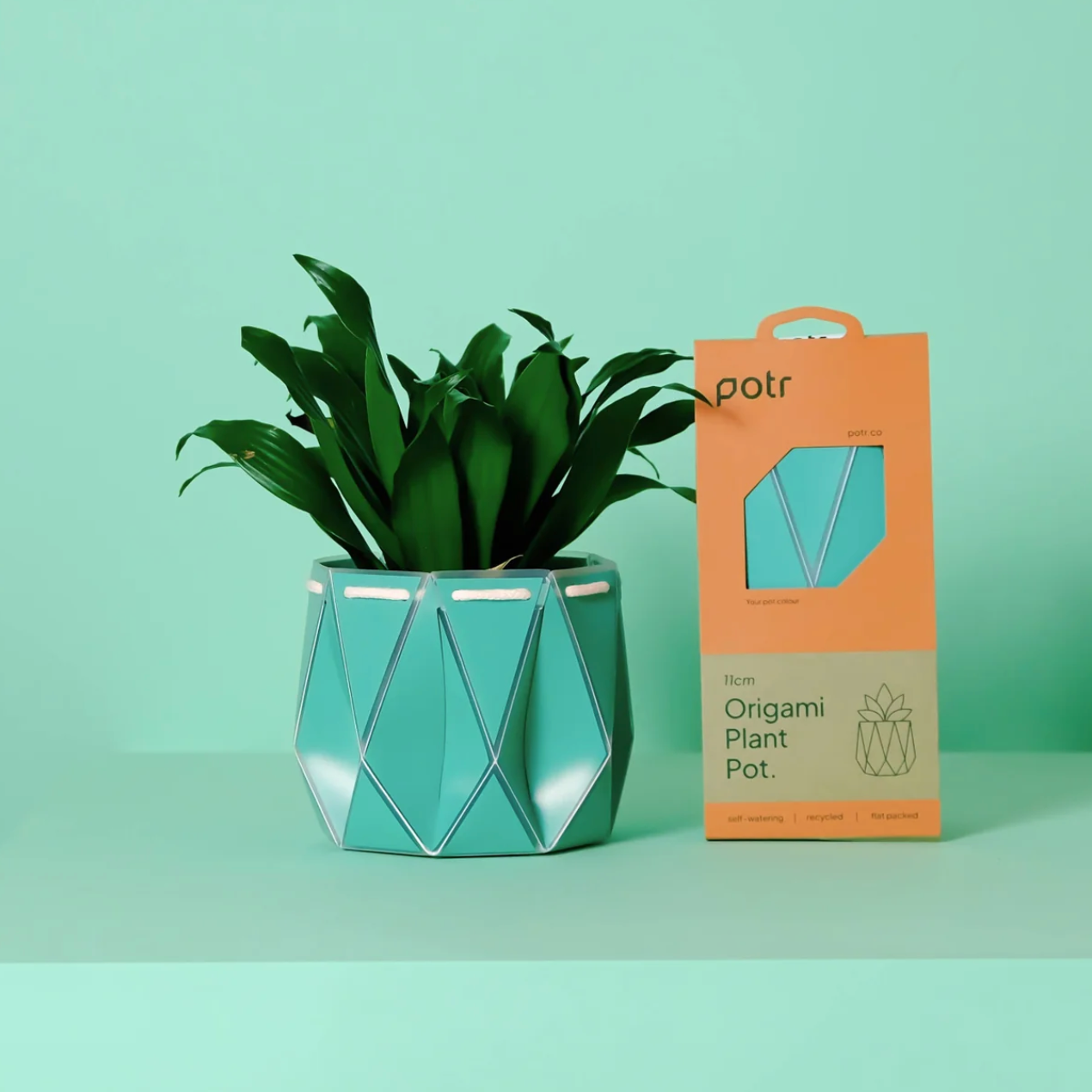 Mint Green Foldable Origami Plant Pot Cover